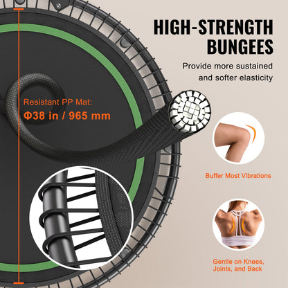 51" Foldable Mini Fitness Trampoline Adult Exercise Rebounder with Handle