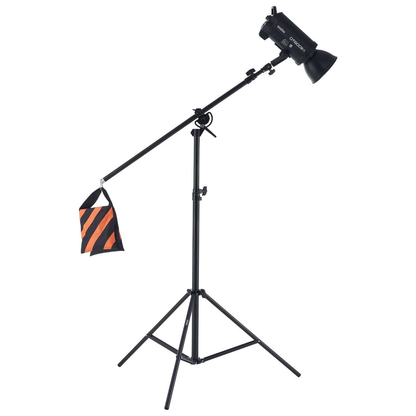 Air-cushioned aluminum photo light stand with adjustable boom arm