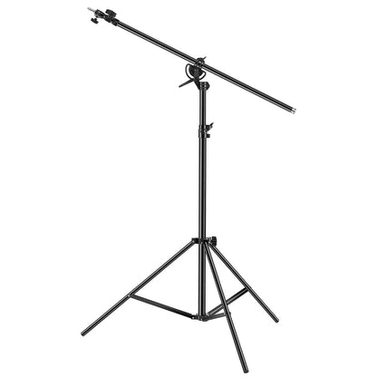 Air-cushioned aluminum photo light stand with adjustable boom arm