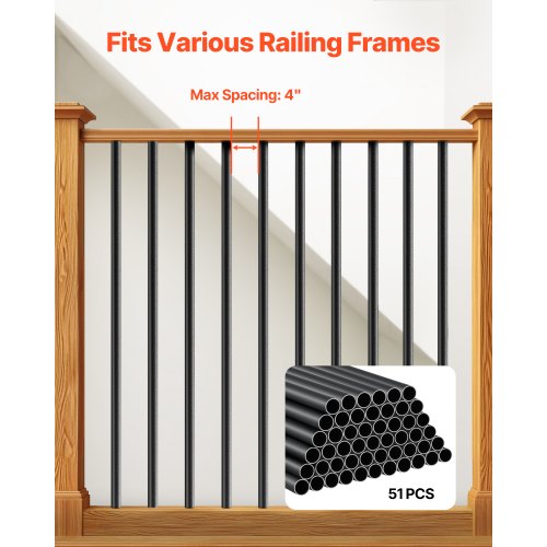 Staircase Balusters 51 Pack 32 i aluminiumspindlar med skruvar/skenor |  EU