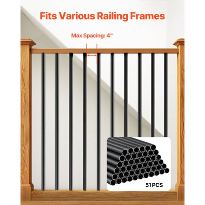 Staircase Balusters 51 Pack 32 i aluminiumspindlar med skruvar/skenor |  EU