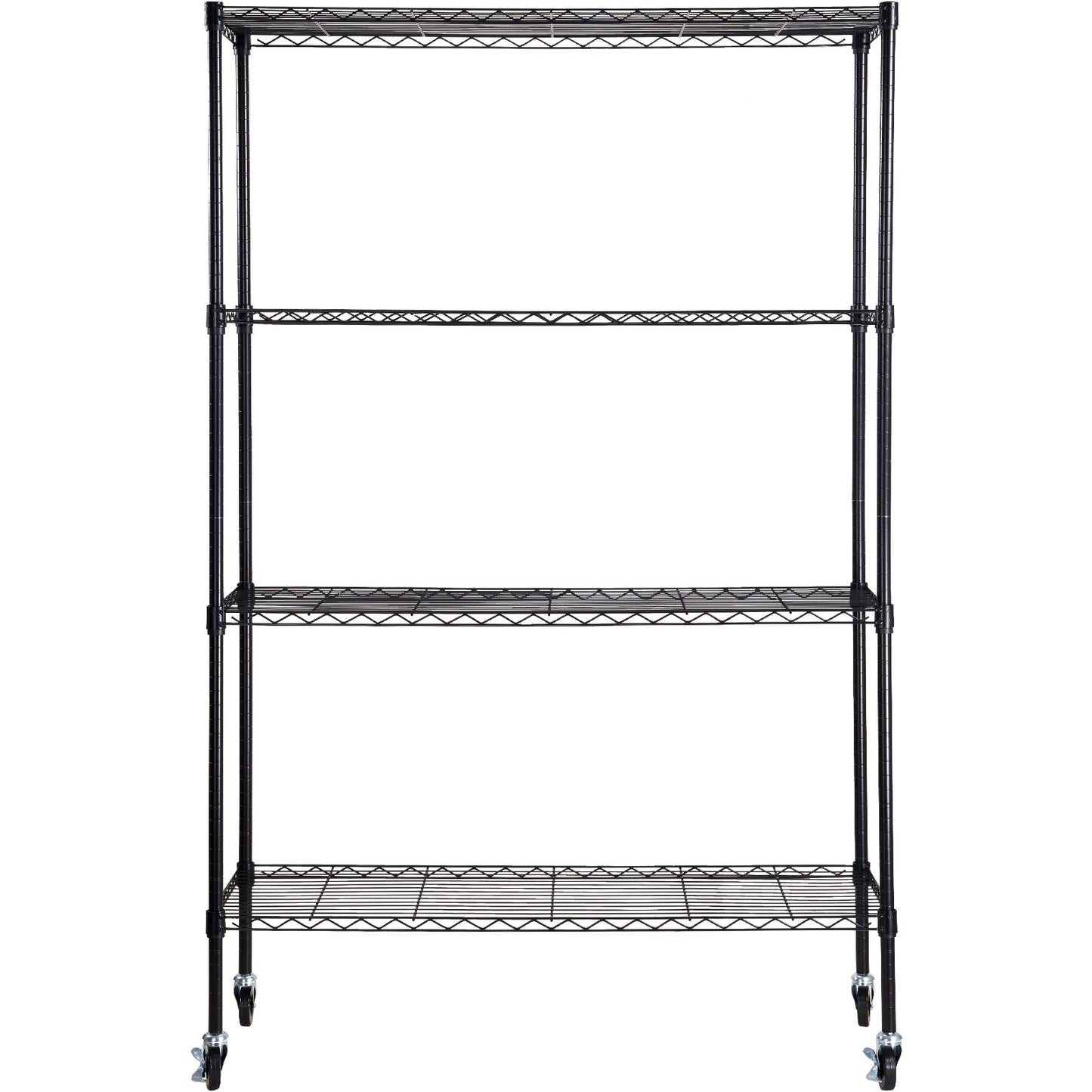 Förvaringshylla med hjul, 4-lagers justerbar, 700 lbs Kapacitet, Heavy Duty Garage Hyllor Metall Organizer Wire Rack, svart, 47,2" L x 17,7" B x 74" H för kök Pantry Basement Badrum