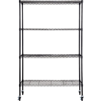 Förvaringshylla med hjul, 4-lagers justerbar, 700 lbs Kapacitet, Heavy Duty Garage Hyllor Metall Organizer Wire Rack, svart, 47,2" L x 17,7" B x 74" H för kök Pantry Basement Badrum
