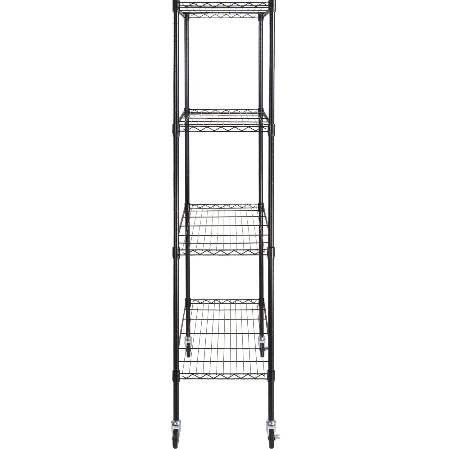 Förvaringshylla med hjul, 4-lagers justerbar, 700 lbs Kapacitet, Heavy Duty Garage Hyllor Metall Organizer Wire Rack, svart, 47,2" L x 17,7" B x 74" H för kök Pantry Basement Badrum