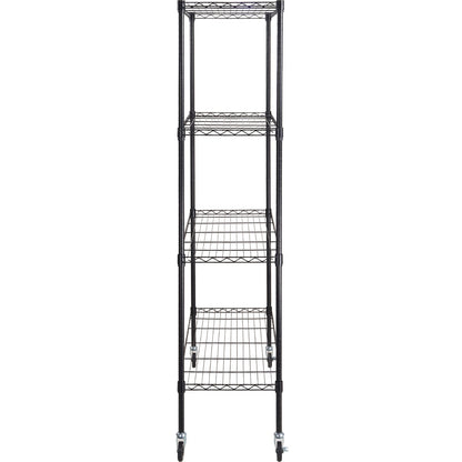 Förvaringshylla med hjul, 4-lagers justerbar, 700 lbs Kapacitet, Heavy Duty Garage Hyllor Metall Organizer Wire Rack, svart, 47,2" L x 17,7" B x 74" H för kök Pantry Basement Badrum