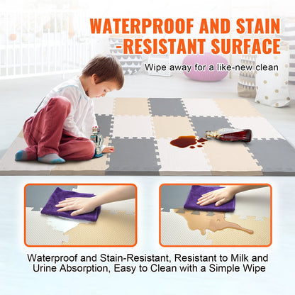 Kids Foam Pussel Golv Lekmatta 0,4 i 16 st Interlocking EVA Soft Tiles