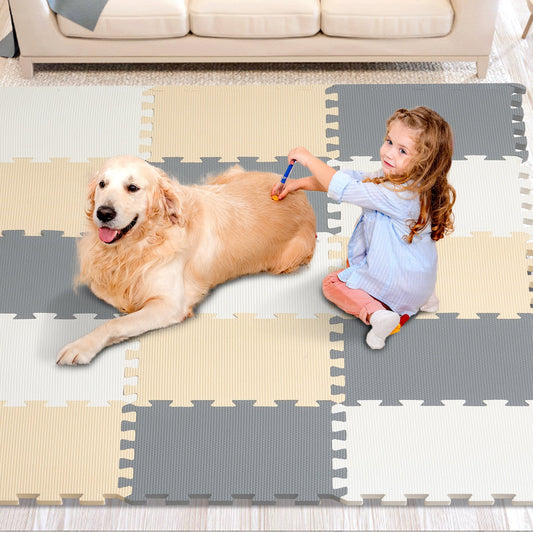 Kids Foam Pussel Golv Lekmatta 0,4 i 16 st Interlocking EVA Soft Tiles