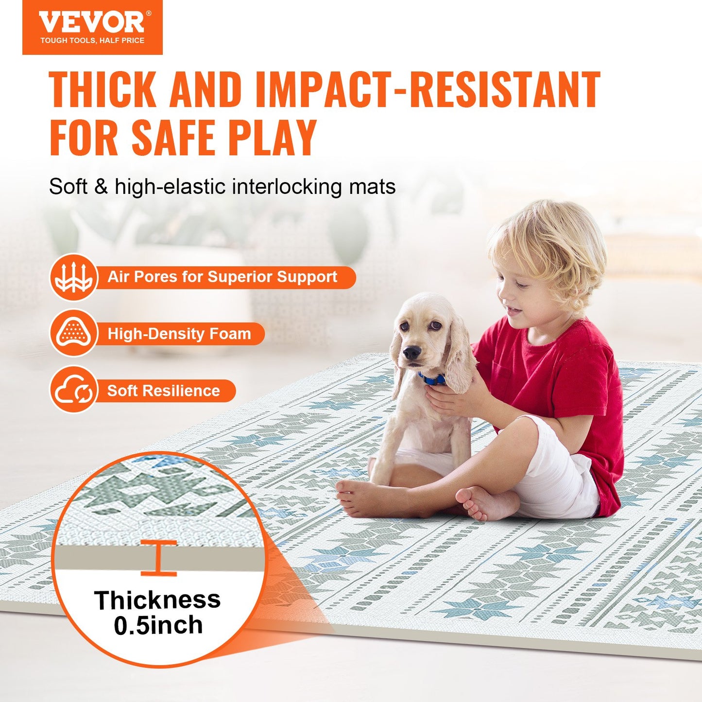 Kids Foam Pussel Golv Lekmatta 0,5 i 6 st Interlocking EVA Soft Tiles