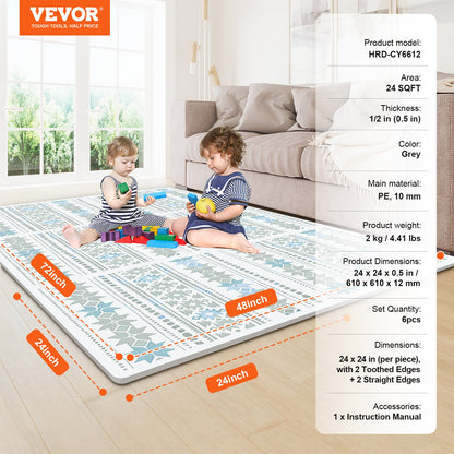 Kids Foam Pussel Golv Lekmatta 0,5 i 6 st Interlocking EVA Soft Tiles