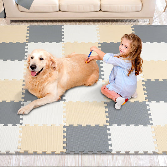 Kids Foam Puzzle Floor Play Mat 0.4 in 36pcs Interlocking EVA Soft Tiles