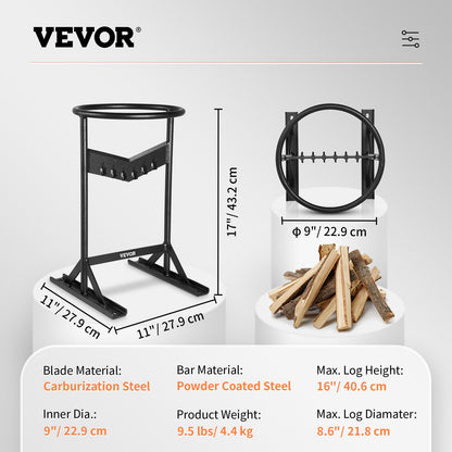 Log Splitter, XL Log Splitter for 8.6 inch Dia. Wood, Portable "V" Shaped Finger Safe Log Splitter, Heavy Duty Solid Steel Wedge Machine, Manual Log Splitter, with Protective Bag for Home Camping