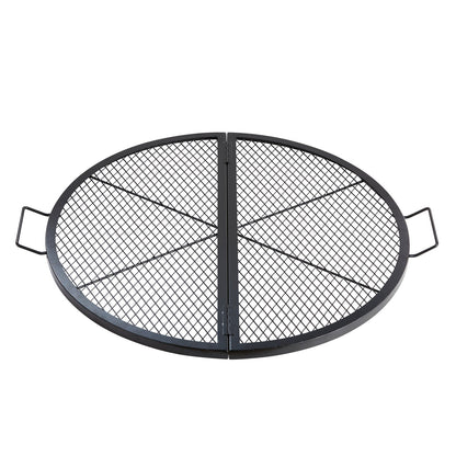 X-Marks Fire Pit Grill Galler, hopfällbart runt matlagningsgaller, Heavy Duty Steel Campfire BBQ Grill Galler med handtag och stöd X Wire, Bärbar campingkök för utefest, 36 tum svart