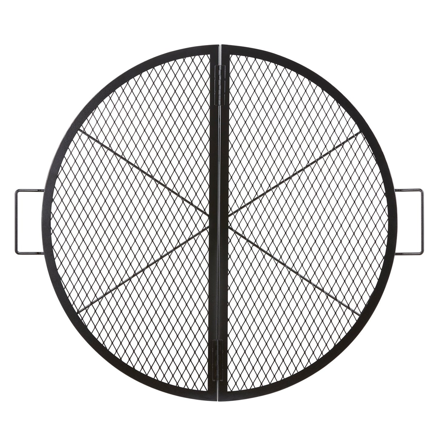 X-Marks Fire Pit Grill Galler, hopfällbart runt matlagningsgaller, Heavy Duty Steel Campfire BBQ Grill Galler med handtag och stöd X Wire, Bärbar campingkök för utefest, 36 tum svart