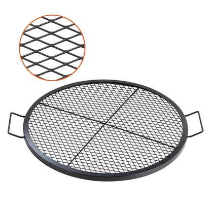 X-Marks Fire Pit Grill Galler, Runt Matlagningsgaller, Heavy Duty Steel Campfire BBQ Grill Galler med handtag och stöd X Wire, Bärbar Camping Köksredskap för utomhusfest och sammankomst, 30 tum svart