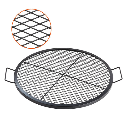 X-Marks Fire Pit Grill Galler, Runt Matlagningsgaller, Heavy Duty Steel Campfire BBQ Grill Galler med handtag och stöd X Wire, Bärbar Camping Köksredskap för utomhusfest och sammankomst, 30 tum svart