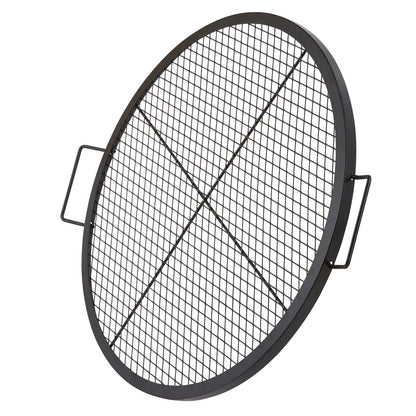 X-Marks Fire Pit Grill Galler, Runt Matlagningsgaller, Heavy Duty Steel Campfire BBQ Grill Galler med handtag och stöd X Wire, Bärbar Camping Köksredskap för utomhusfest och sammankomst, 30 tum svart