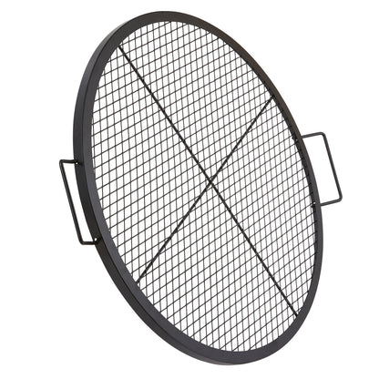 X-Marks Fire Pit Grill Galler, Runt Matlagningsgaller, Heavy Duty Steel Campfire BBQ Grill Galler med handtag och stöd X Wire, Bärbar Camping Köksredskap för utomhusfest och sammankomst, 30 tum svart