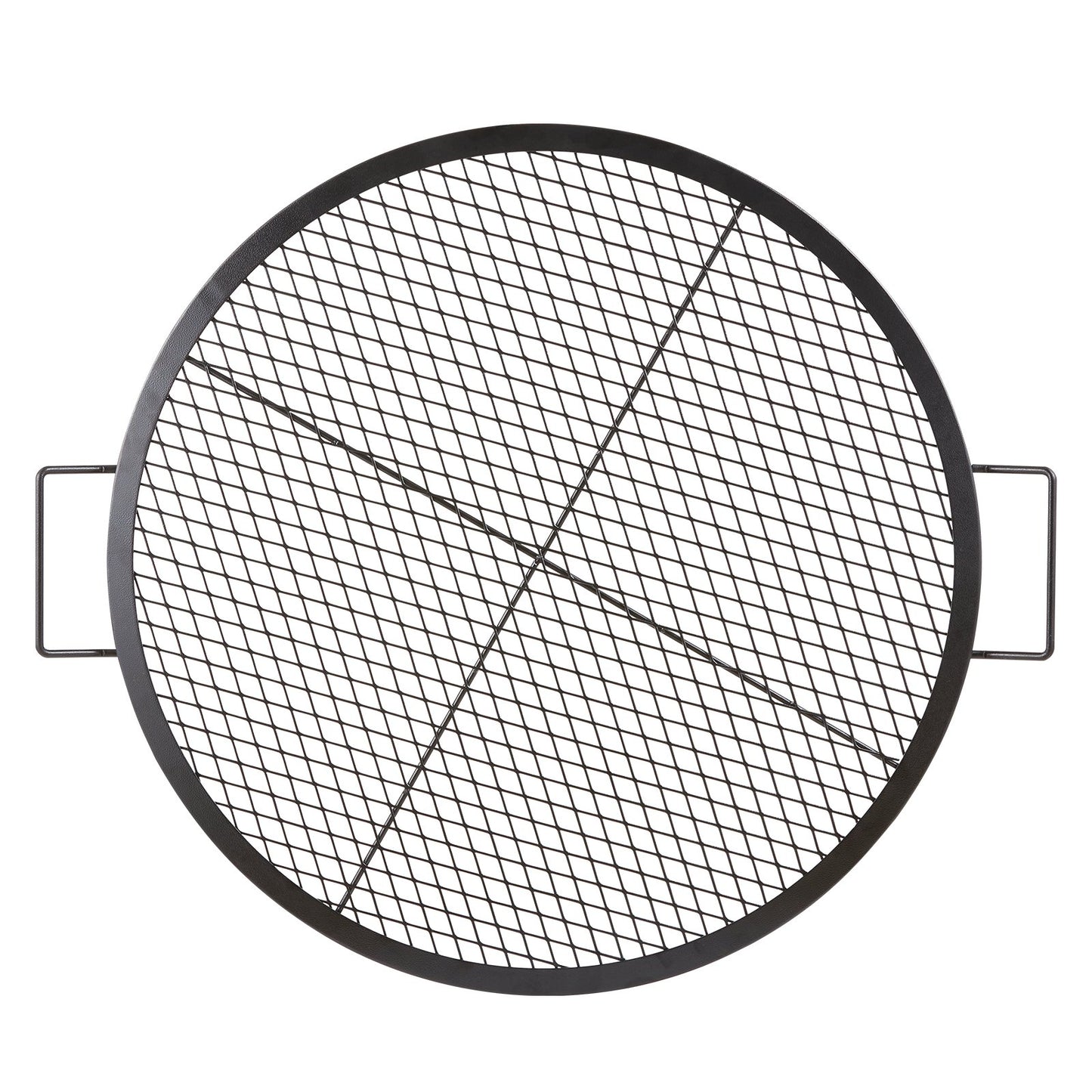 X-Marks Fire Pit Grill Galler, Runt Matlagningsgaller, Heavy Duty Steel Campfire BBQ Grill Galler med handtag och stöd X Wire, Bärbar Camping Köksredskap för utomhusfest och sammankomst, 30 tum svart