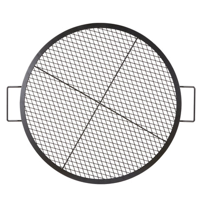 X-Marks Fire Pit Grill Galler, Runt Matlagningsgaller, Heavy Duty Steel Campfire BBQ Grill Galler med handtag och stöd X Wire, Bärbar Camping Köksredskap för utomhusfest och sammankomst, 30 tum svart