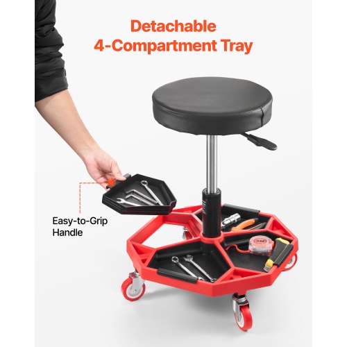 Rolling Mechanic Stool Adjustable Garage Seat 300 lbs Load with Wheels | EU