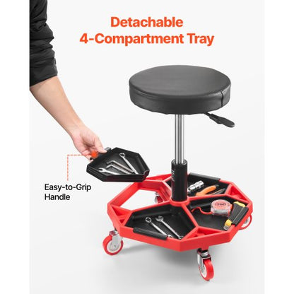 Rolling Mechanic Stool Adjustable Garage Seat 300 lbs Load with Wheels | EU