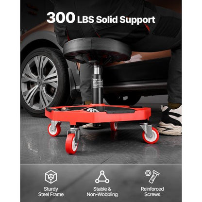 Rolling Mechanic Stool Adjustable Garage Seat 300 lbs Load with Wheels | EU