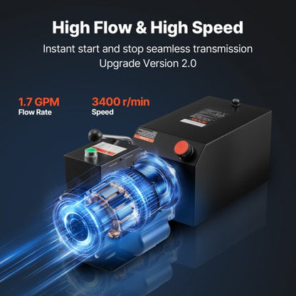 hydraulpump, AC 220V, 15 liter enkelverkande hydraulenhet, 6,3 l/min oljeflöde, max. utloppstryck 22 MPa för dumper, bilverkstad, billyftplattformar, svart |  EU