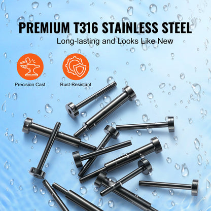 30-pack osynlig kabelräckessats, T316 rostfritt stål 3,2 mm osynlig mottagare och spolstångsände för kabelräcke, spolsträckare 3,2 mm för trä/metallstolpe, kabelräcke, svart