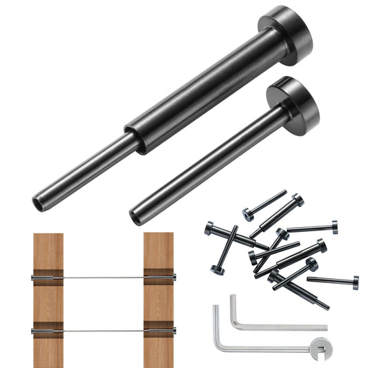 30-pack osynlig kabelräckessats, T316 rostfritt stål 3,2 mm osynlig mottagare och spolstångsände för kabelräcke, spolsträckare 3,2 mm för trä/metallstolpe, kabelräcke, svart