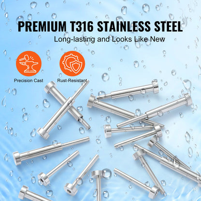 20-Pack Invisible Cable Railing Kit, T316 Stainless Steel 3.2mm Invisible Receiver and Coil End for Cable Railing, Coil Tensioner 3.2mm for Wood/Metal Post, Cable Railing, Silver