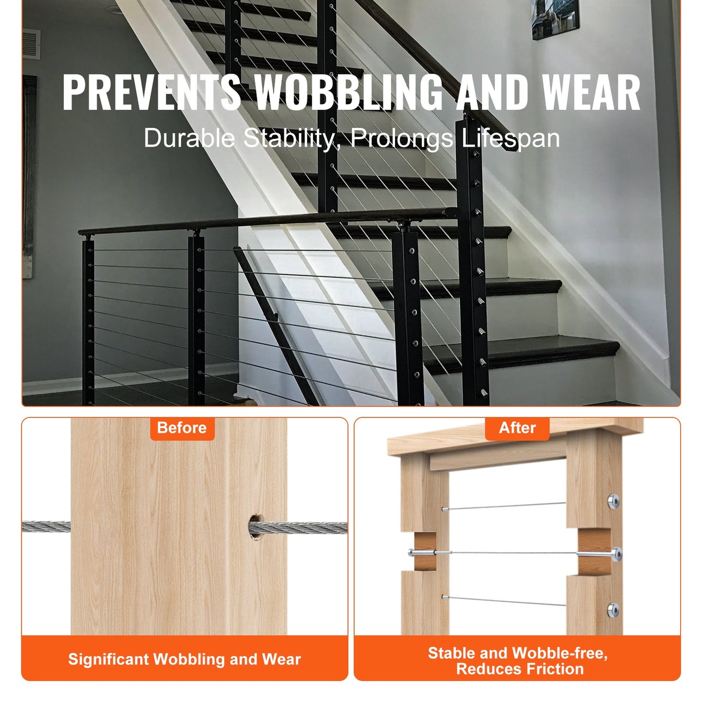 20-Pack Invisible Cable Railing Kit, T316 Stainless Steel 3.2mm Invisible Receiver and Coil End for Cable Railing, Coil Tensioner 3.2mm for Wood/Metal Post, Cable Railing, Silver