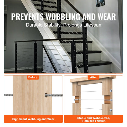 20-Pack Invisible Cable Railing Kit, T316 Stainless Steel 3.2mm Invisible Receiver and Coil End for Cable Railing, Coil Tensioner 3.2mm for Wood/Metal Post, Cable Railing, Silver