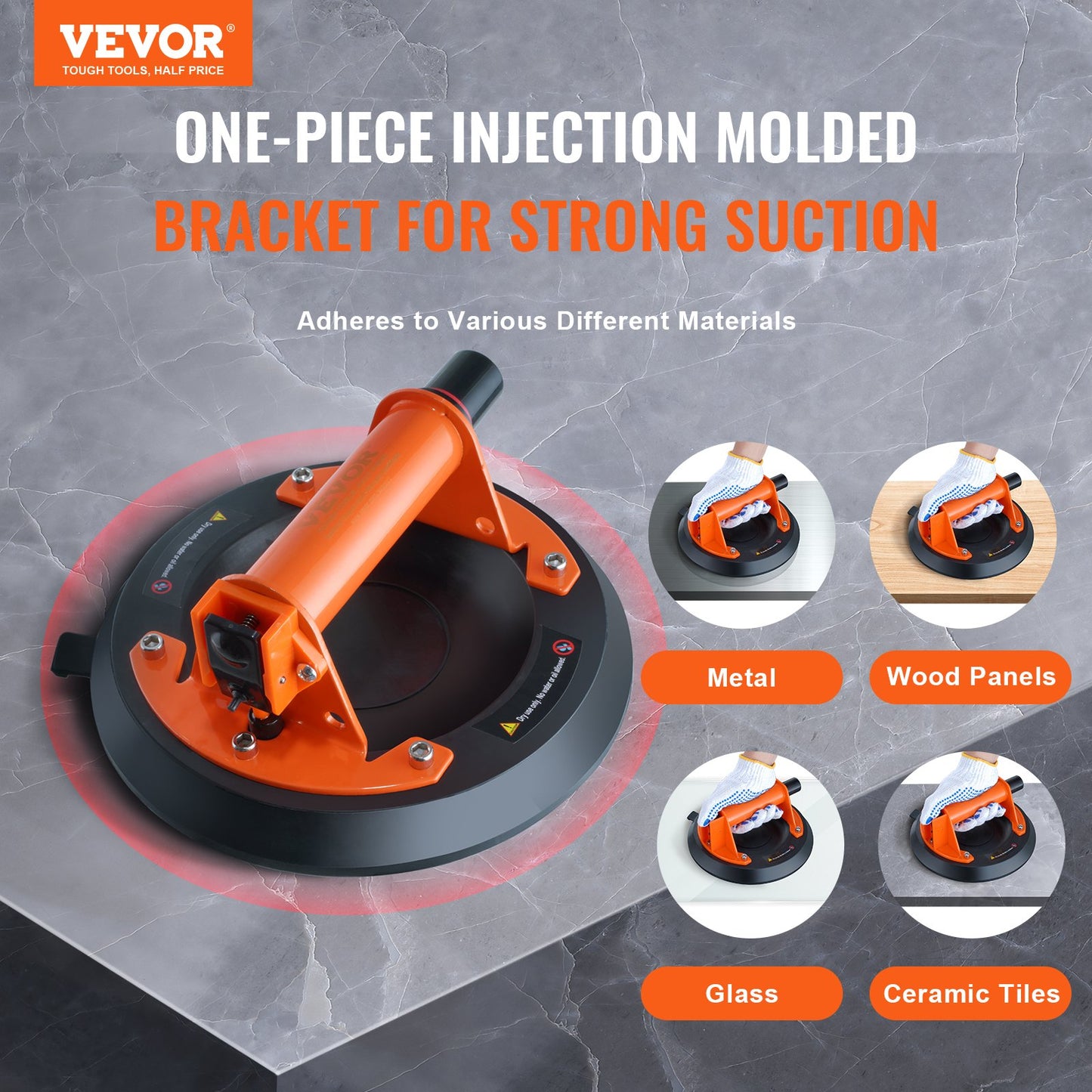 Glass Suction Cup, 8" 2-Pack 615 lbs Load Capacity, Vacuum Suction Cup with Steel Handle and Carrying Case, Heavy Duty Industrial Suction Cup Lifting Tools for Glass, Granite, Tile, Metal, Wood Lifting