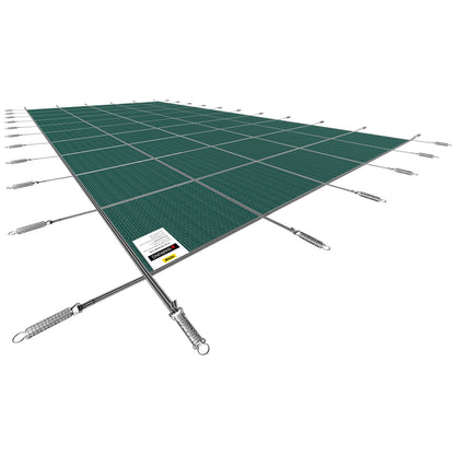 Poolskyddsskydd 18x38 ft, Inground Pool Cover Passar 16x36 ft Pool, Rektangel Inground Säkert Poolskydd Grönt nät Solid Pool Säkerhetsskydd för Pool Vintersäkerhetsöverdrag