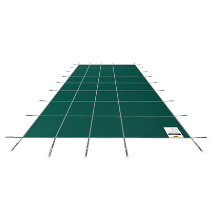 Poolskyddsskydd 18x38 ft, Inground Pool Cover Passar 16x36 ft Pool, Rektangel Inground Säkert Poolskydd Grönt nät Solid Pool Säkerhetsskydd för Pool Vintersäkerhetsöverdrag