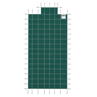 Pool-Sicherheitsabdeckung für rechteckige Einbaupools (6 x 12 m), Sicherheits-Poolabdeckung mit 1,2 x 3 m langen Stufen in der Mitte, solide Poolabdeckung aus Netzgewebe mit Abflusslöchern für den Pool, Winter-Sicherheitsabdeckung, grün