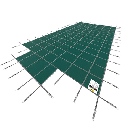 Pool-Sicherheitsabdeckung für rechteckige Einbaupools (6 x 12 m), Sicherheits-Poolabdeckung mit 1,2 x 3 m langen Stufen in der Mitte, solide Poolabdeckung aus Netzgewebe mit Abflusslöchern für den Pool, Winter-Sicherheitsabdeckung, grün