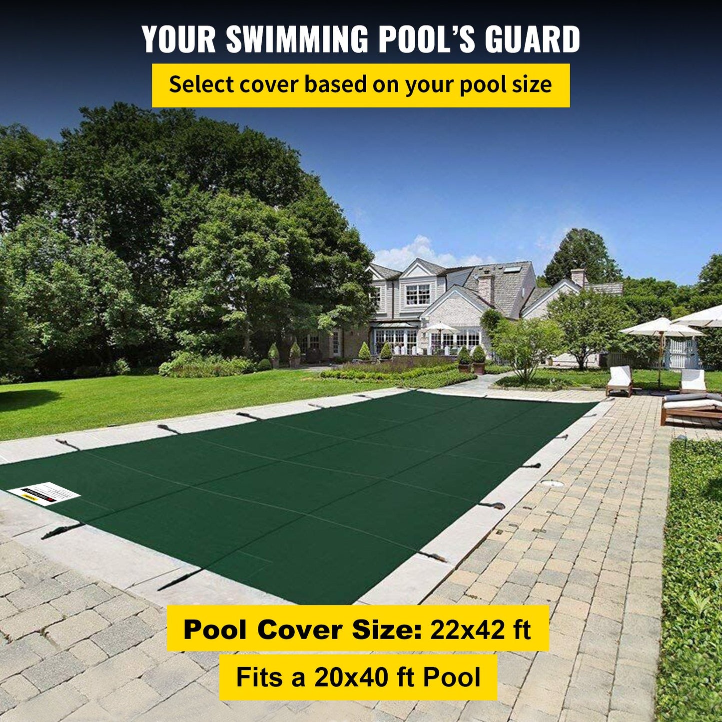 Pool Säkerhetsskydd Passar 20x40 fot rektangulära ingravda pooler, Säkerhetspoolskydd med dräneringshål, Mesh Solid Poolskydd för Pool, Vintersäkerhetsskydd, Grön