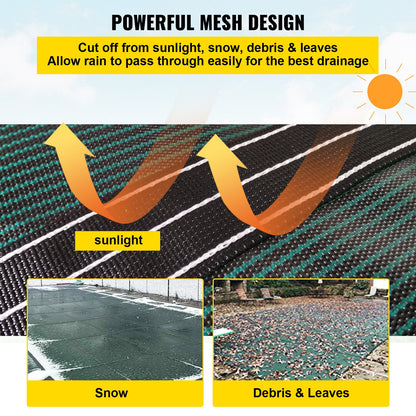 Pool Säkerhetsskydd Passar 20x40 fot rektangulära ingravda pooler, Säkerhetspoolskydd med dräneringshål, Mesh Solid Poolskydd för Pool, Vintersäkerhetsskydd, Grön