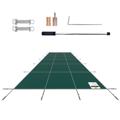 Pool Säkerhetsskydd Passar 20x40 fot rektangulära ingravda pooler, Säkerhetspoolskydd med dräneringshål, Mesh Solid Poolskydd för Pool, Vintersäkerhetsskydd, Grön