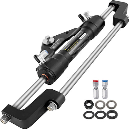 Hydraulic Steering Cylinder 300HP, Hydraulic Steering Front Mount Hydraulic Outboard Marine Steering Kit Without Hydraulic Hose And Rudder For Outboard Boat Steering System