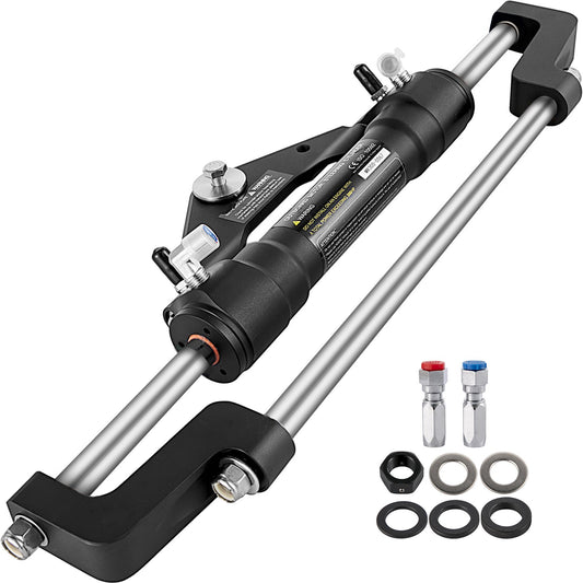 Hydraulic Steering Cylinder 300HP, Hydraulic Steering Front Mount Hydraulic Outboard Marine Steering Kit Without Hydraulic Hose And Rudder For Outboard Boat Steering System