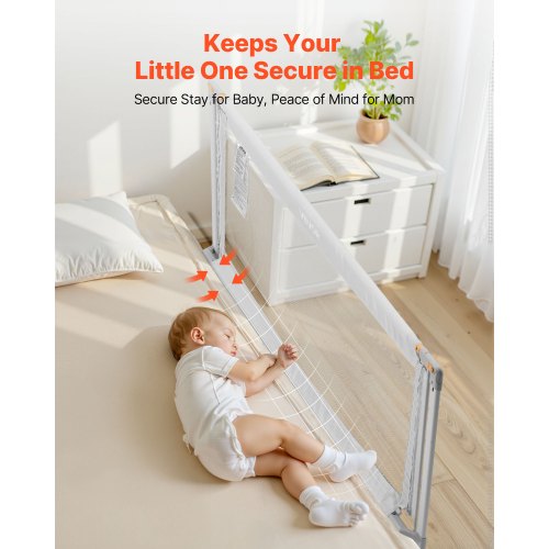 Sänggrind för småbarn, skyddsräcke för barnsängar med förstärkt järnrör och oxfordtyg, justerbart sängräcke på sidan, bärbart skyddsräcke för spjälsäng, våningssäng, 1500 x 890 mm, 1 styck |  EU