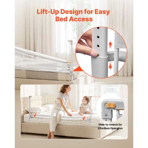 Sänggrind för småbarn, skyddsräcke för barnsängar med förstärkt järnrör och oxfordtyg, justerbart sängräcke på sidan, bärbart skyddsräcke för spjälsäng, våningssäng, 1500 x 890 mm, 1 styck |  EU