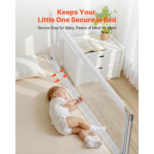 Sänggrind för småbarn, skyddsräcke för barnsängar med förstärkt järnrör och oxfordtyg, justerbart sängräcke, bärbart skyddsräcke för spjälsäng, våningssäng, 2000 x 890 mm, 1 styck |  EU