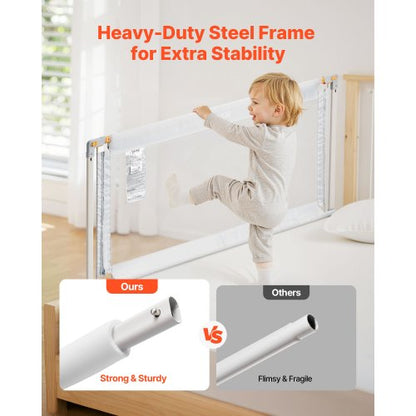 3-delad sänggrind för småbarn, skyddsräcke för barnsängar med förstärkt järnrör och oxfordtyg, justerbart sängräcke på sidorna, bärbart skyddsräcke för queen size, 3 sidor, grå |  EU