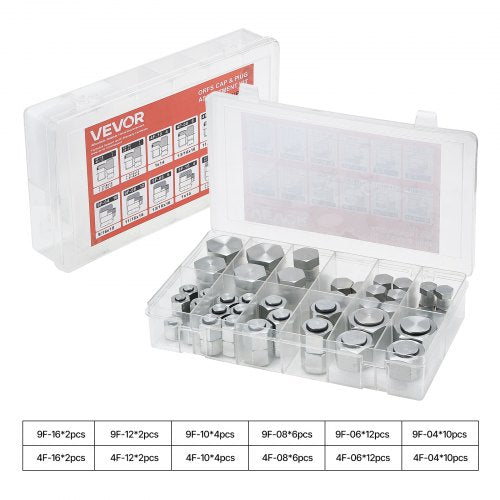72 Pieces ORFS O-Ring Plug and Cap Hydraulic Seal Fittings Sizes 4-16