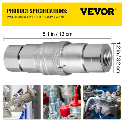 3/4NPT Hydraulisk snabbkoppling 3/4-kropps Hydraulisk koppling 20,7 MPa Hydraulisk koppling Snabbkoppling 106L/min Hydraulisk snabbkoppling (ISO 16028)