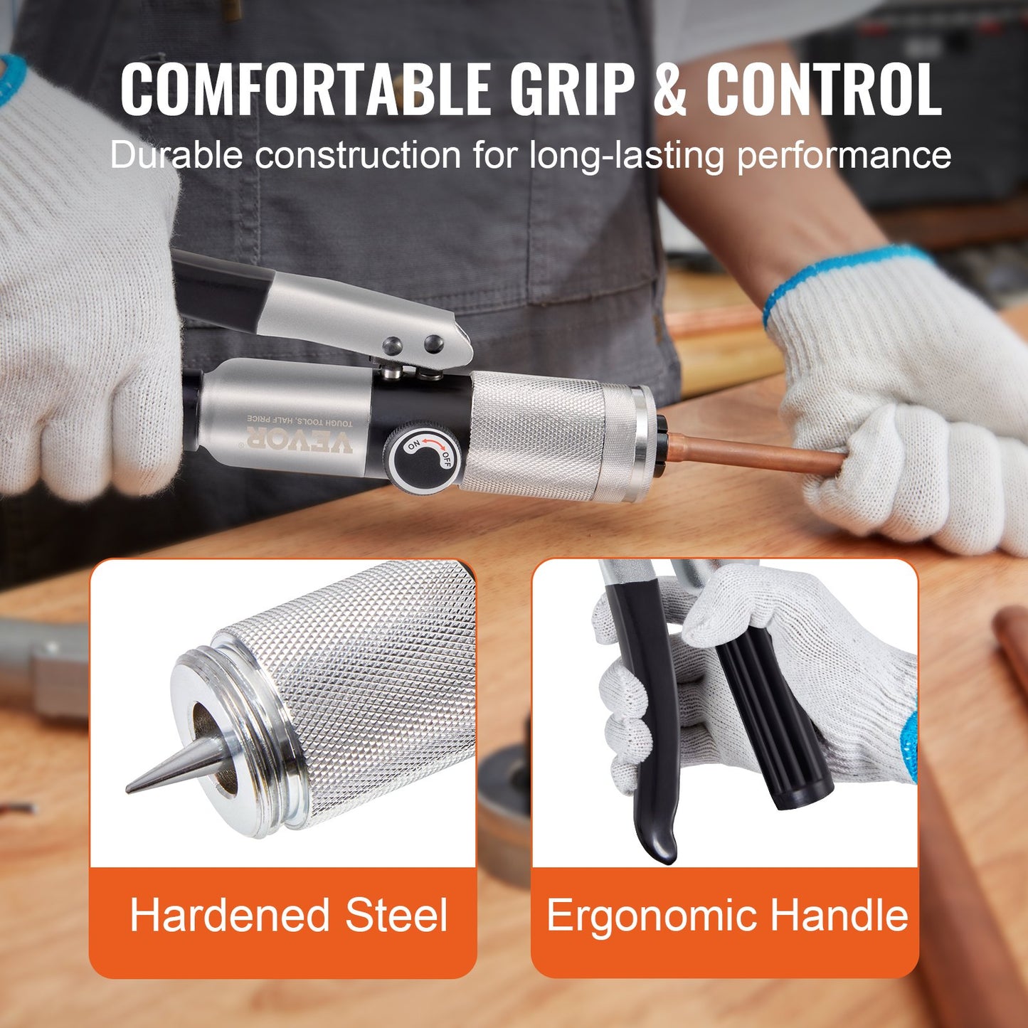 Hydraulic Pipe Expander, 3/8" to 1-1/8" OD, HAVC Hydraulic Press Tool with 7 Pipe Expander Heads, Deburring Tool, Pipe Cutter for Copper Aluminum Brass Mild Steel Pipe