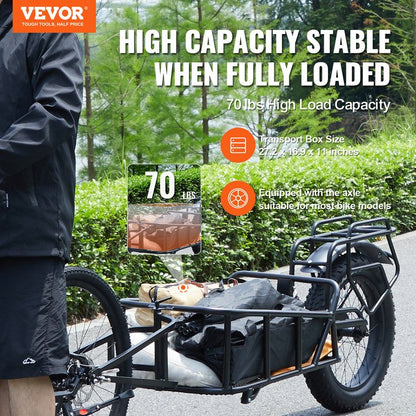 Bike Cargo Trailer, 70 lbs load capacity, heavy duty bike trailer, compact storage and quick release design with universal coupler, 20" wheels, fits most bike wheels, carbon steel frame